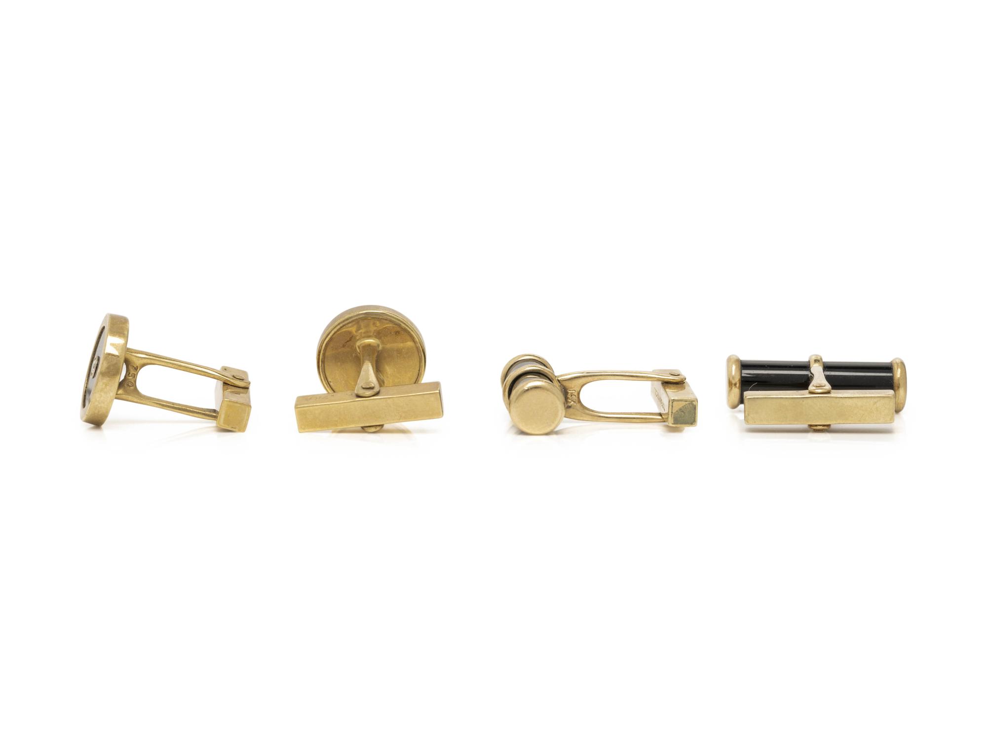 TIFFANY & CO., COLLECTION OF YELLOW GOLD AND ONYX CUFFLINKS