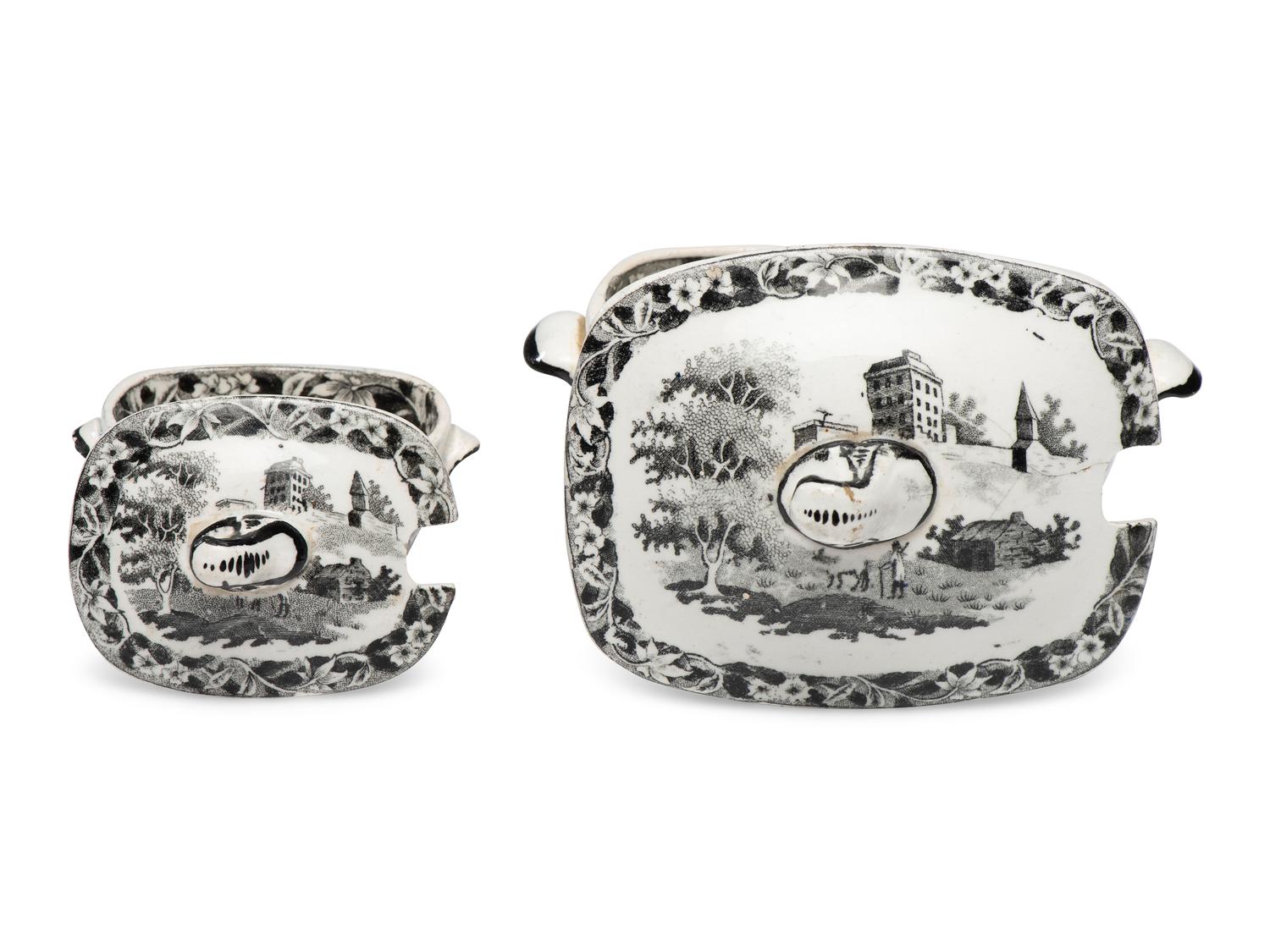 A Set of Staffordshire Black Transfer Decorated Child's Tableware