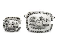 A Set of Staffordshire Black Transfer Decorated Child's Tableware