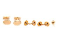 COLLECTION OF YELLOW GOLD AND SAPPHIRE CUFFLINKS