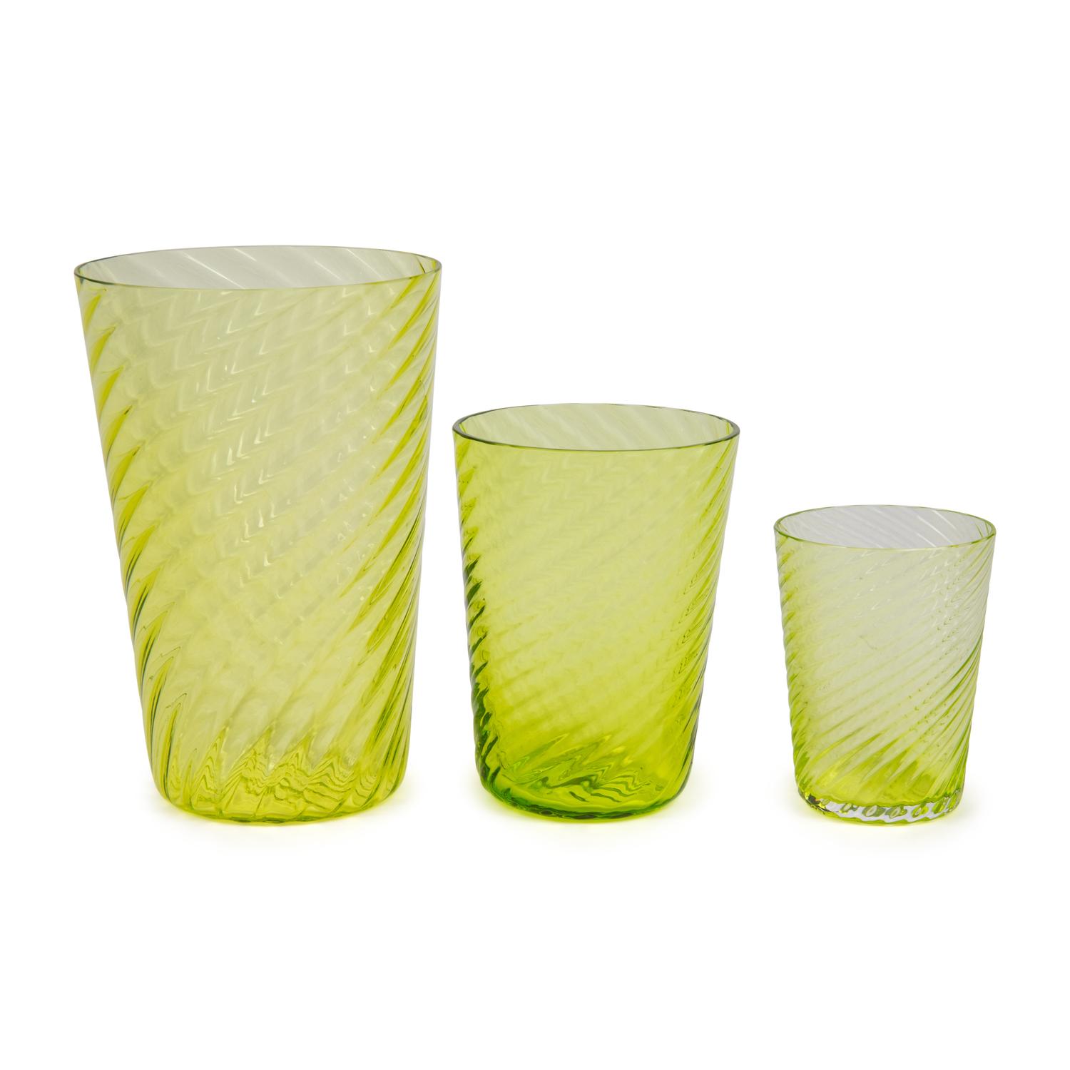 A Group of Green Glass Drinkware