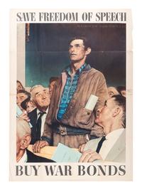 [WORLD WAR II]. ROCKWELL, Norman, artist. Group of 4 posters illustrating Rockwell's "four freedoms," comprising: