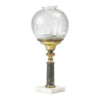 A Brass and Etched Glass Solar Lamp