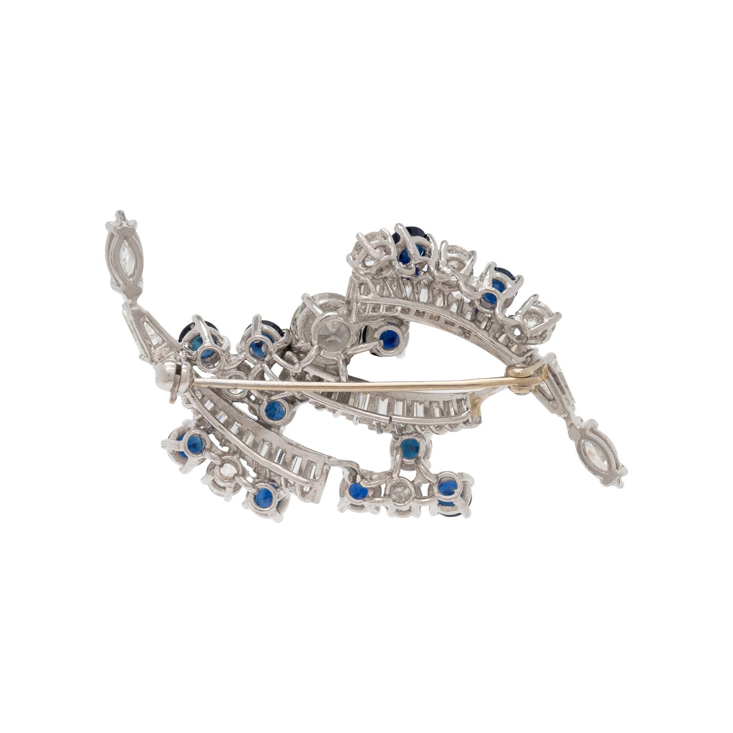 DIAMOND AND SAPPHIRE BROOCH