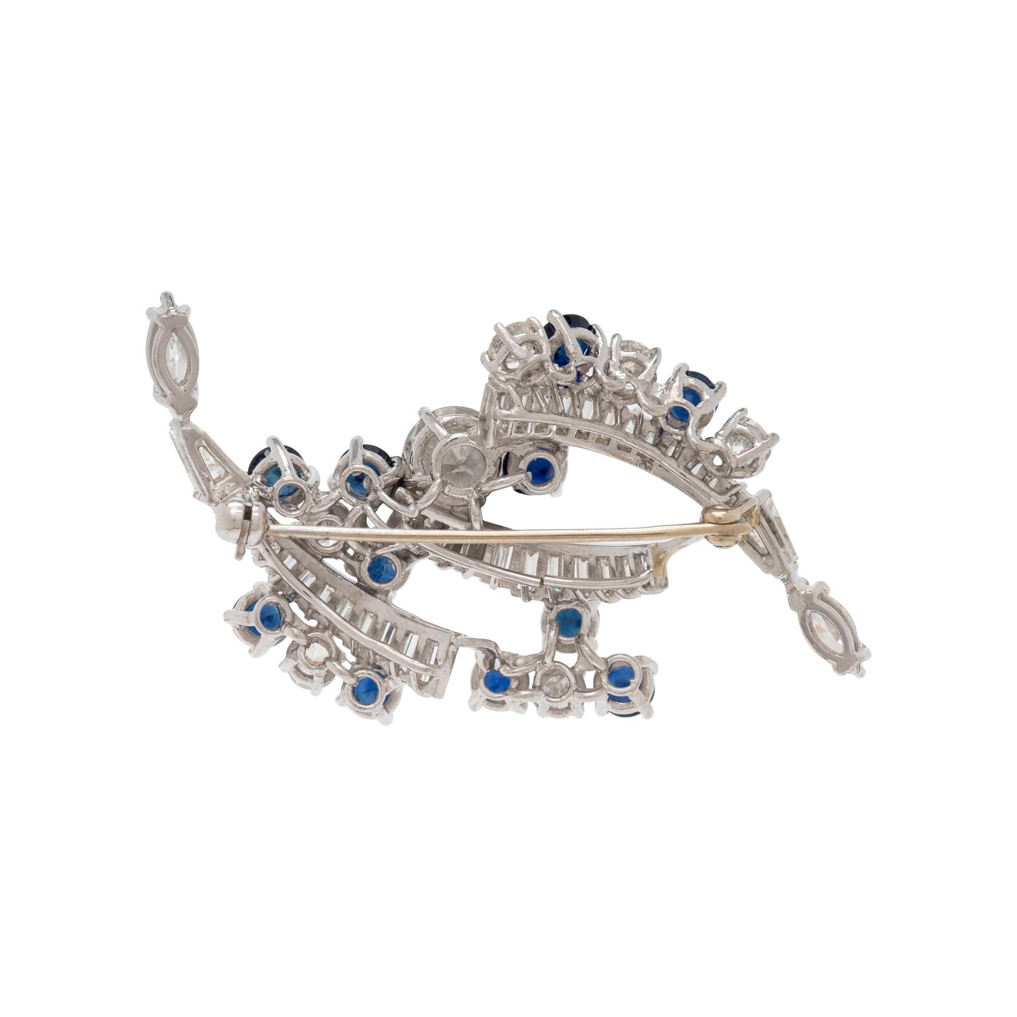 DIAMOND AND SAPPHIRE BROOCH