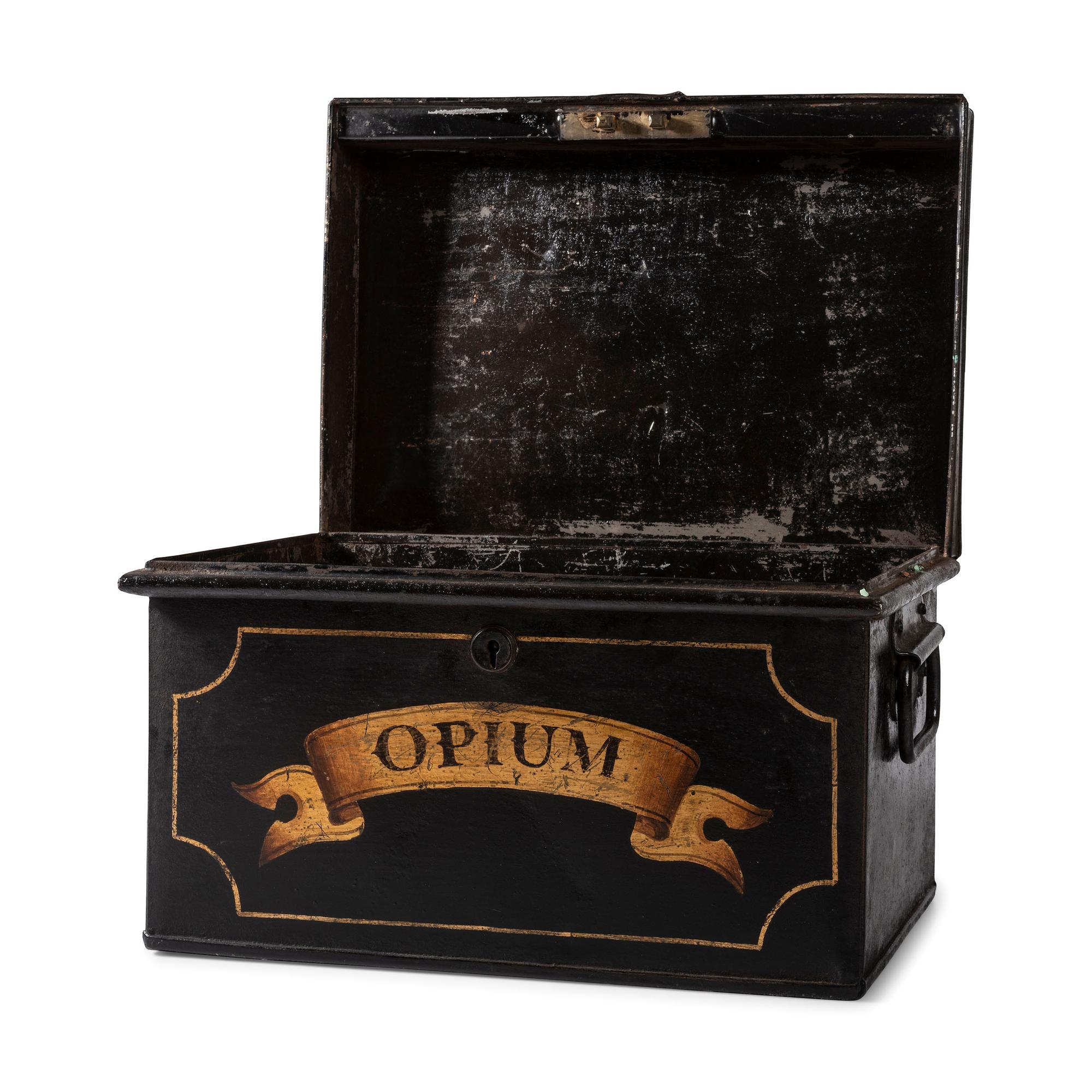 A Painted Tin Opium Storage Box