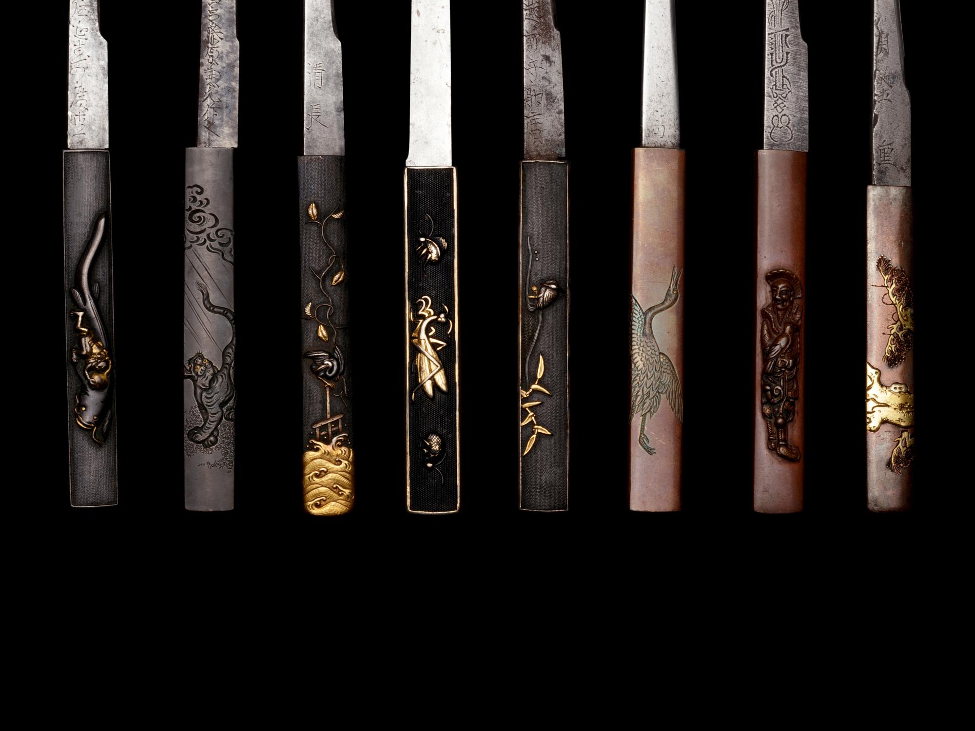 Eight Mixed Metal Kozuka with Kogatana Blades