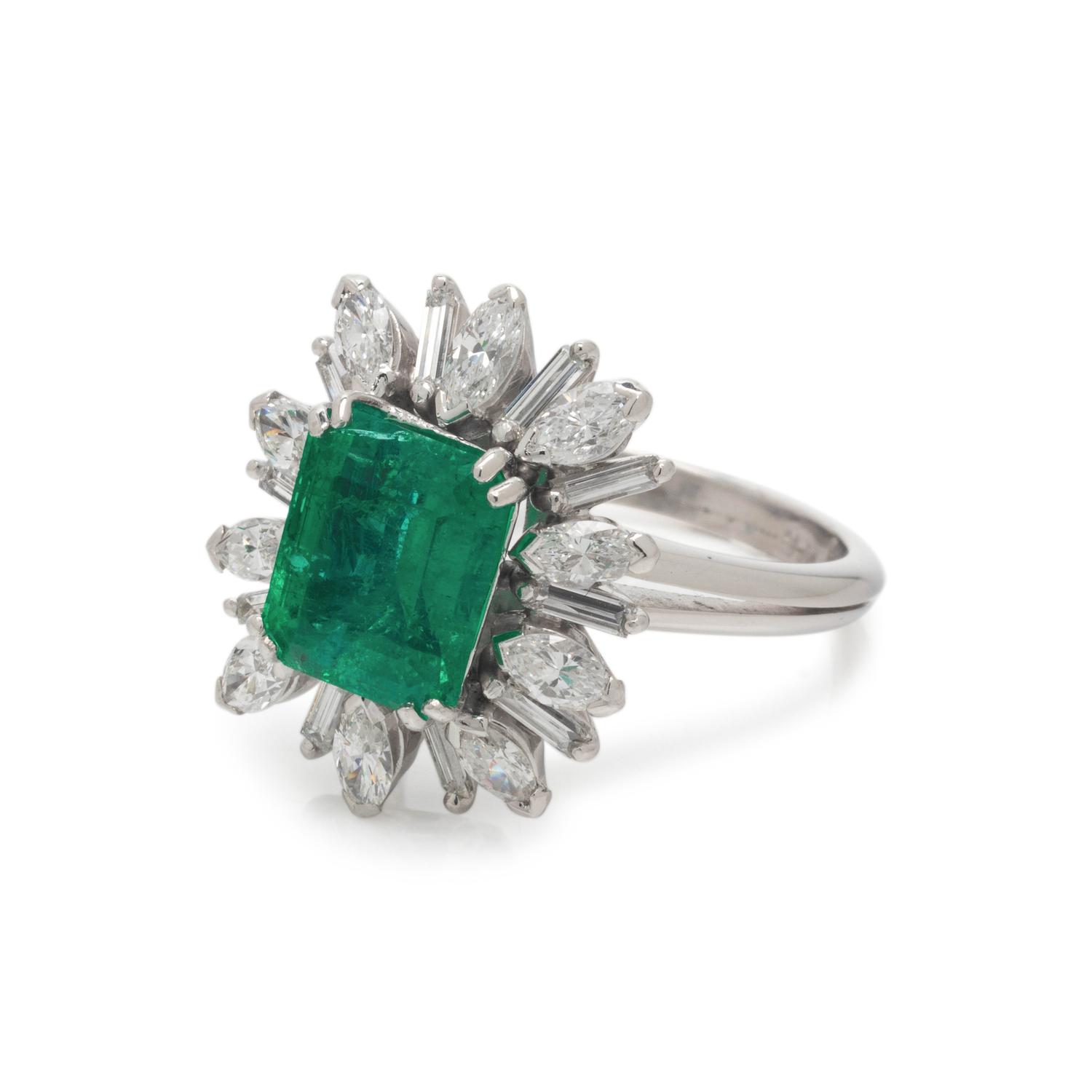 COLOMBIAN EMERALD AND DIAMOND RING