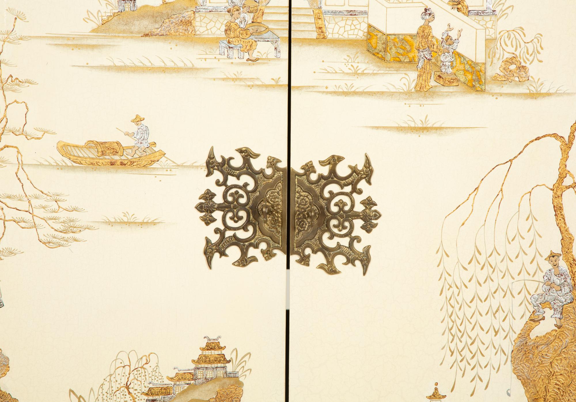 A Dessin Fournir White Lacquer Griswold Cabinet