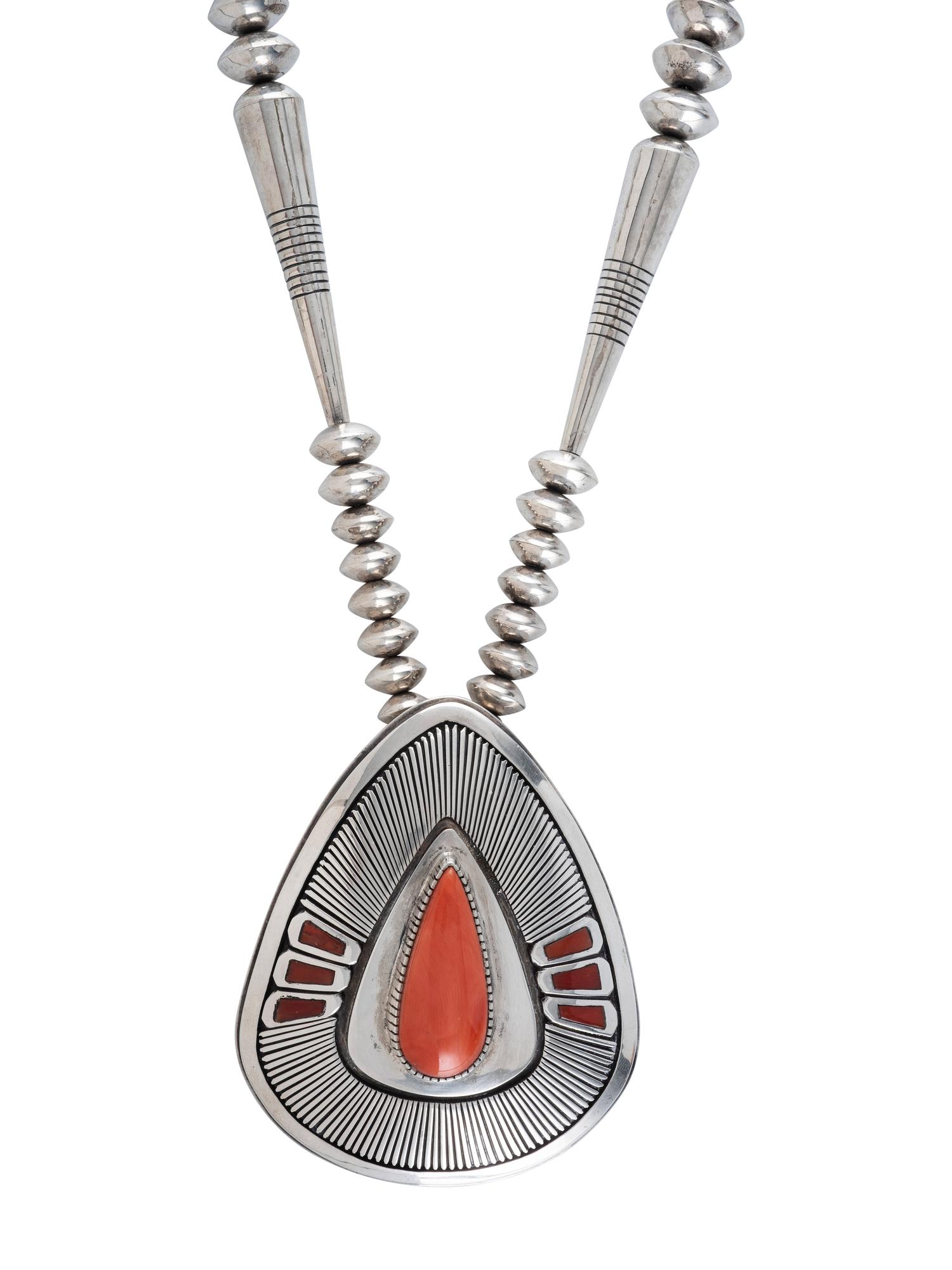 Silver and Coral Necklace