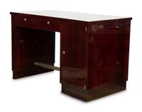 An Art Deco Style Chrome Metal-Mounted Lacquered Wood Desk