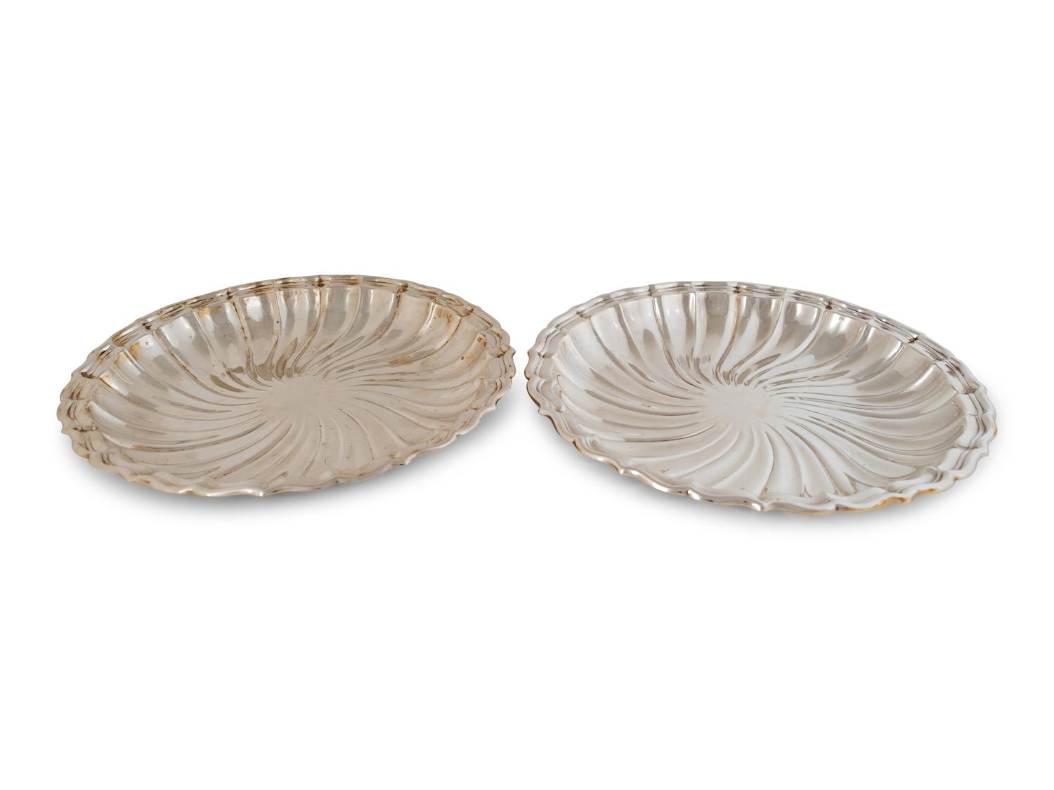 A Pair of American Silver Scalloped Trays — Gorham, 20th Century