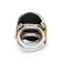 Chantecler, Black Star Diopside, Diamond, and Emerald Dragonfly Ring