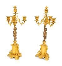 A Pair of Louis XV Style Gilt Bronze Candlesticks — 20TH CENTURY
