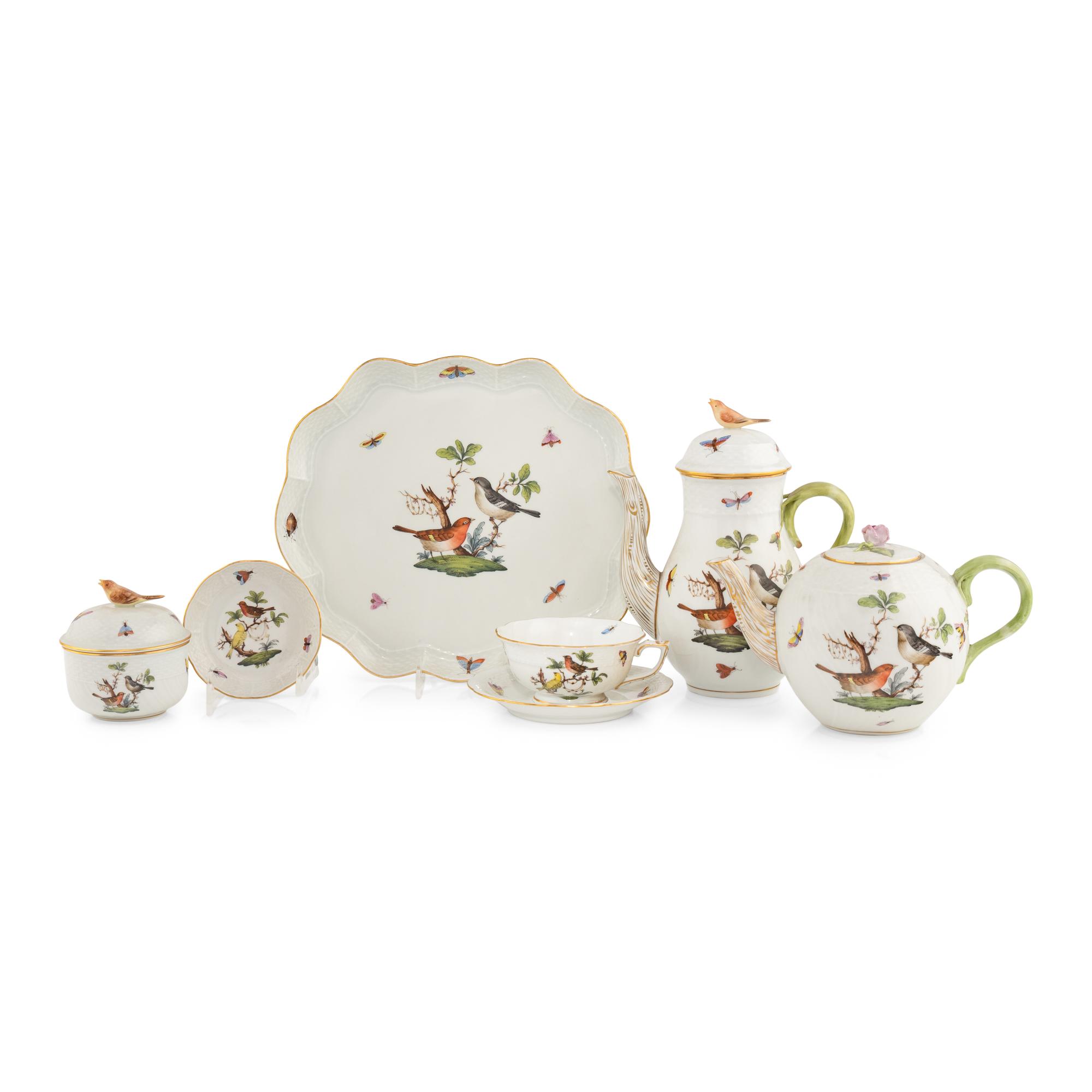 A Collection of Herend Rothschild Bird Porcelain Articles