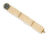 MULTIGEM AND CULTURED PEARL BRACELET