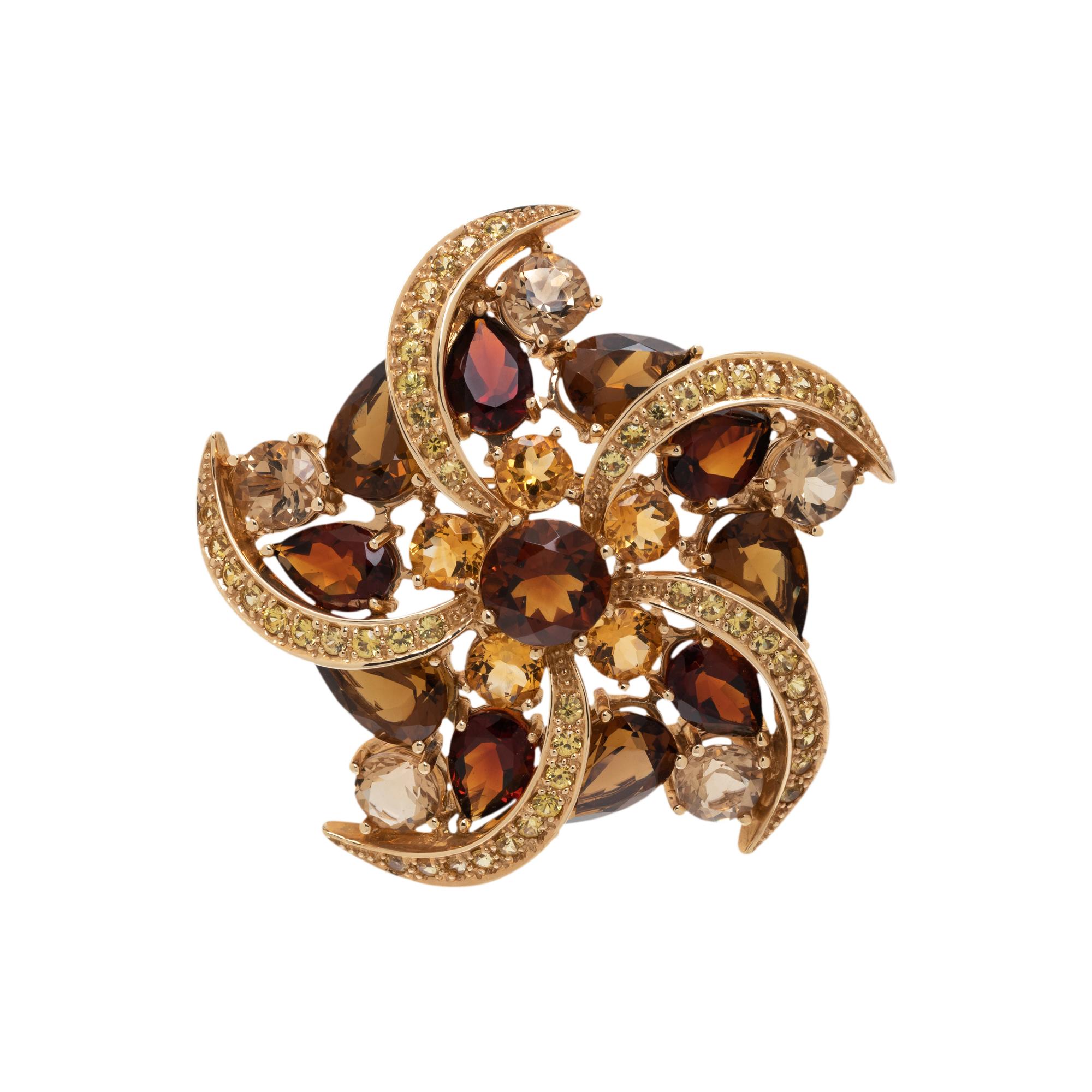 SONIA B., CITRINE AND YELLOW SAPPHIRE BROOCH