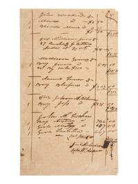 [ENSLAVEMENT & ABOLITION]. Manuscript sale bill from the estate of William Anderson listing six enslaved persons, including male subject named "Anytime." N.p., possibly Virginia, March 1832.