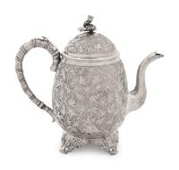 A Chinese Export Silver Teapot