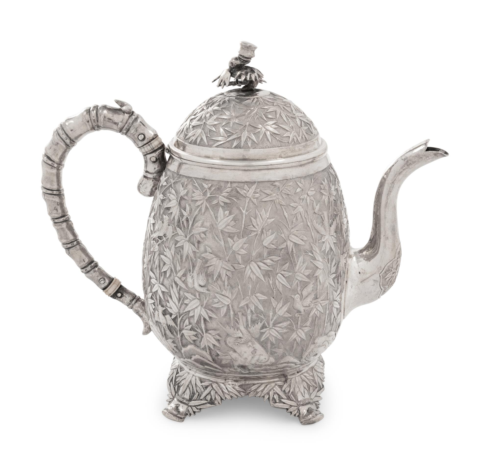 A Chinese Export Silver Teapot