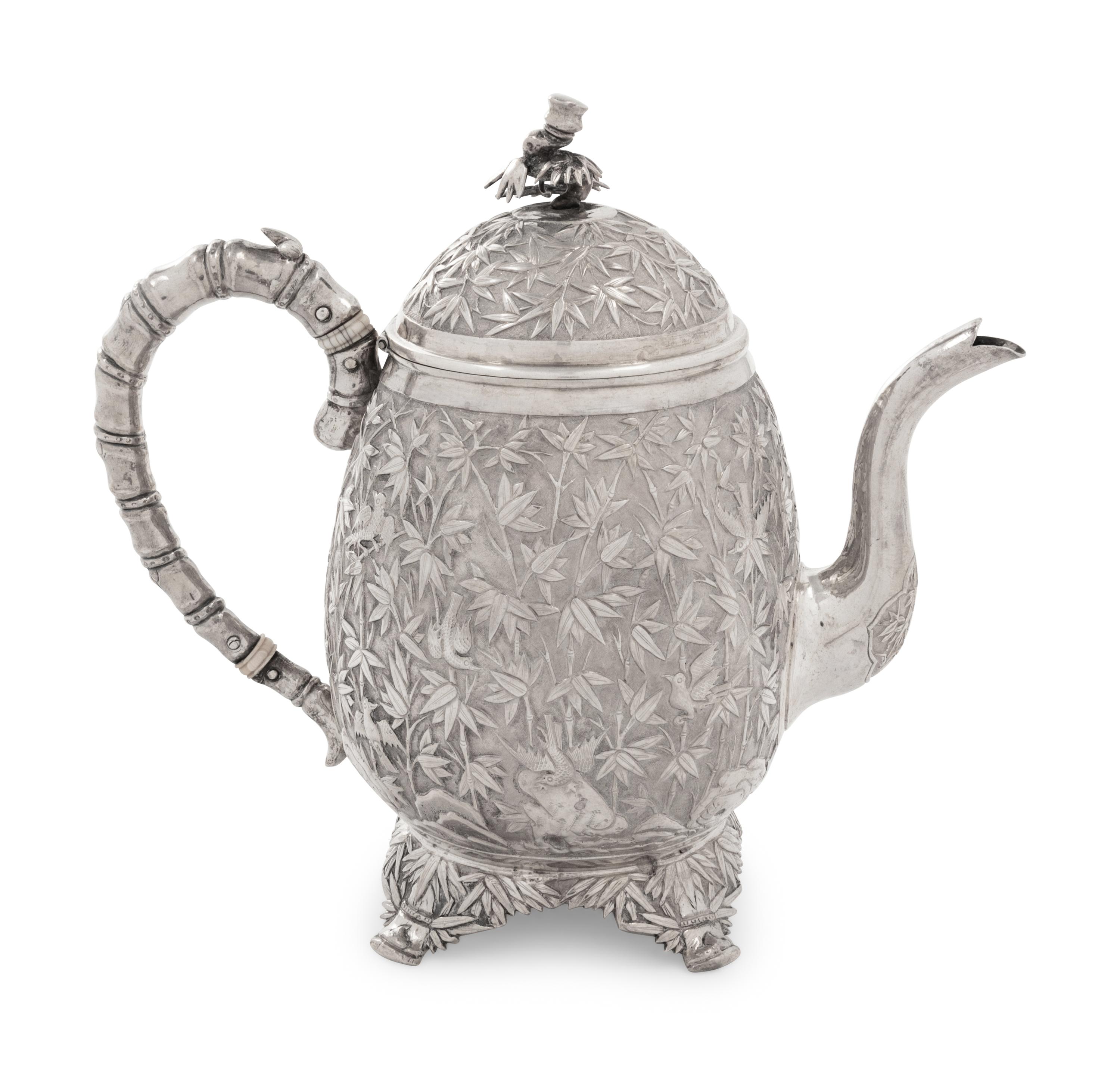 A Chinese Export Silver Teapot