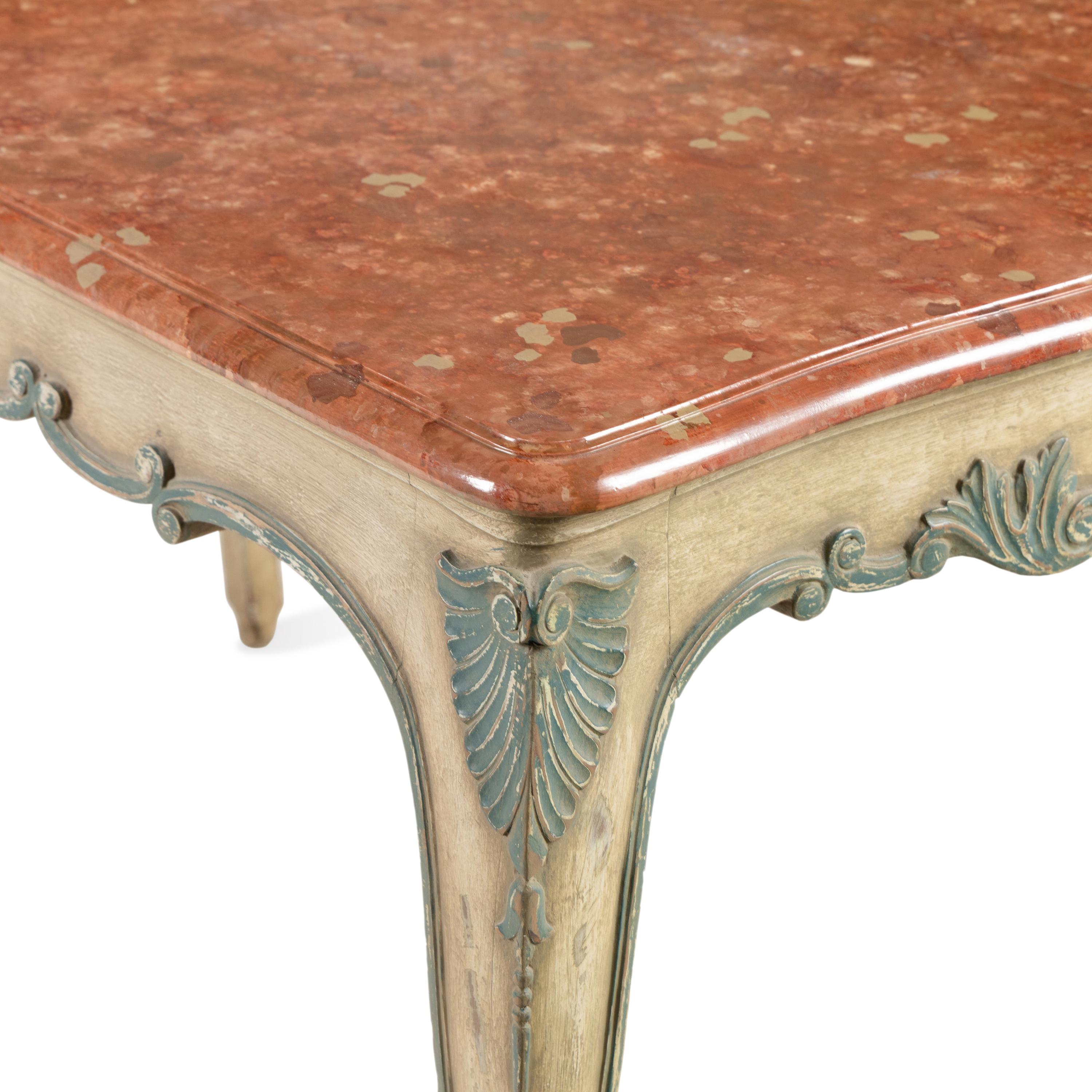 An Italian Polychrome Painted Faux Marble-Top Table