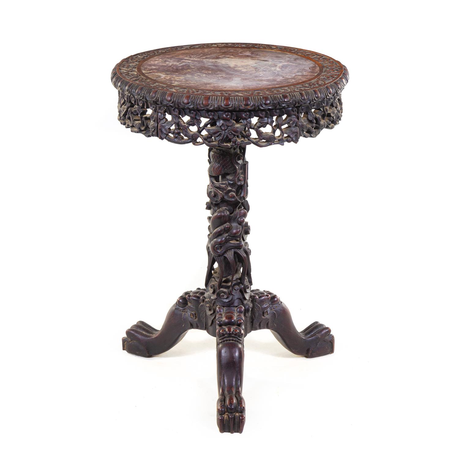 A Chinese Export Carved Hardwood Table