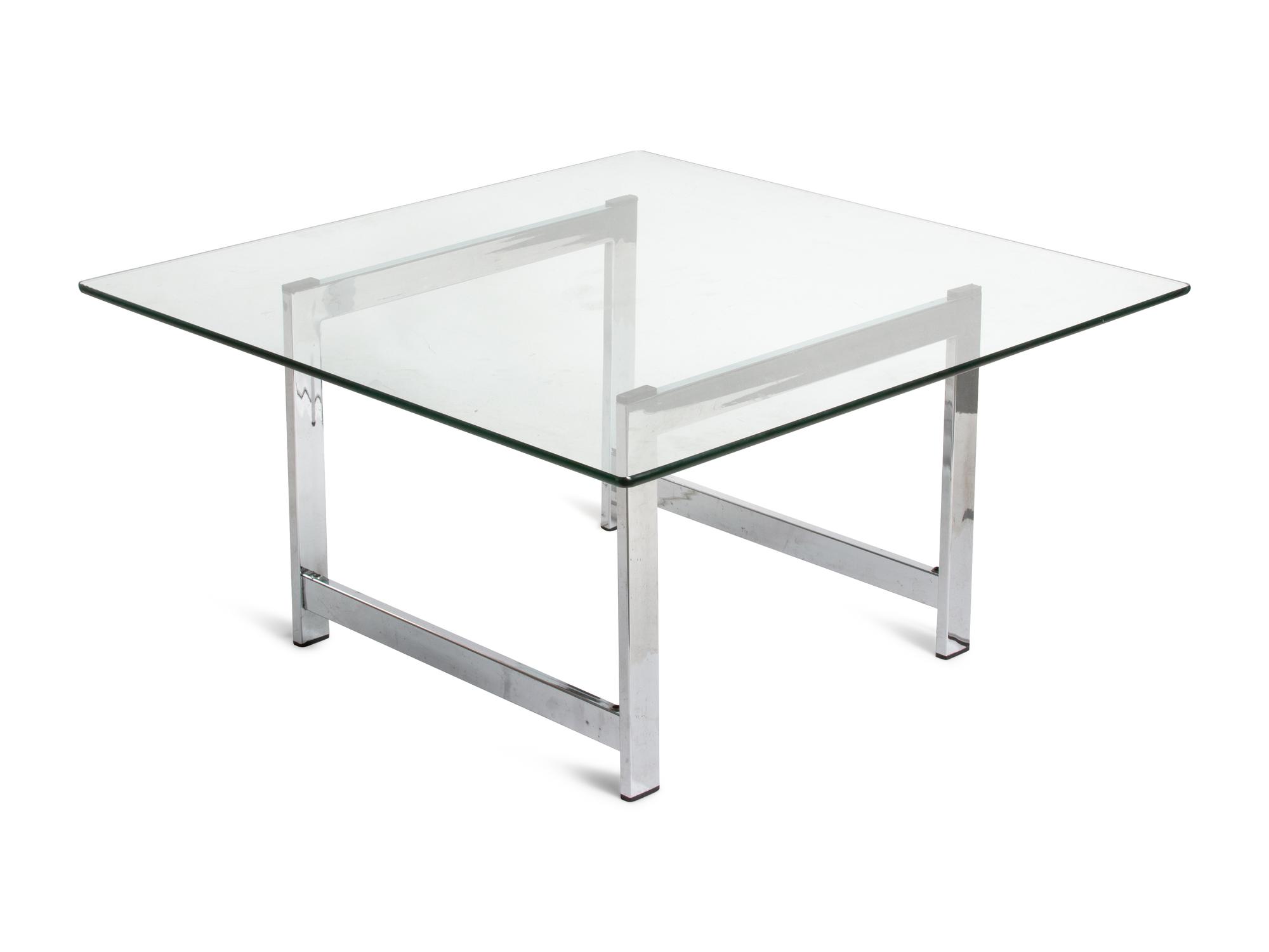 A Chrome and Glass Low Table