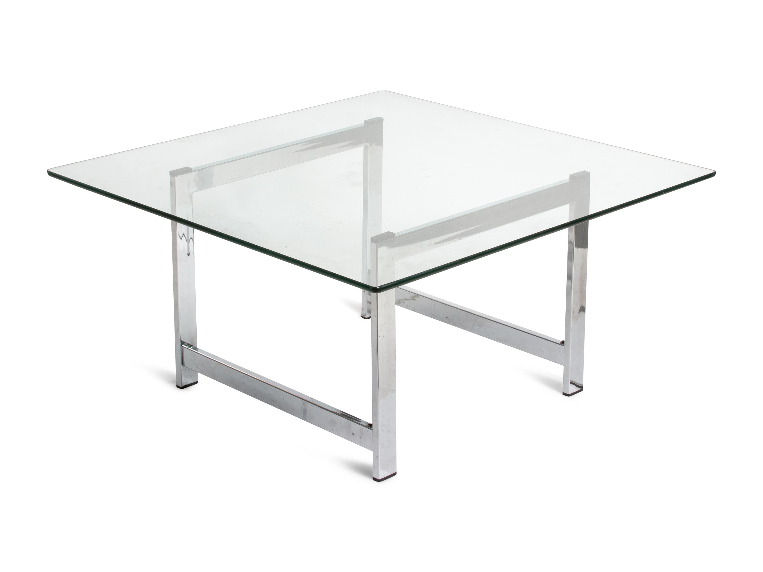 A Chrome and Glass Low Table