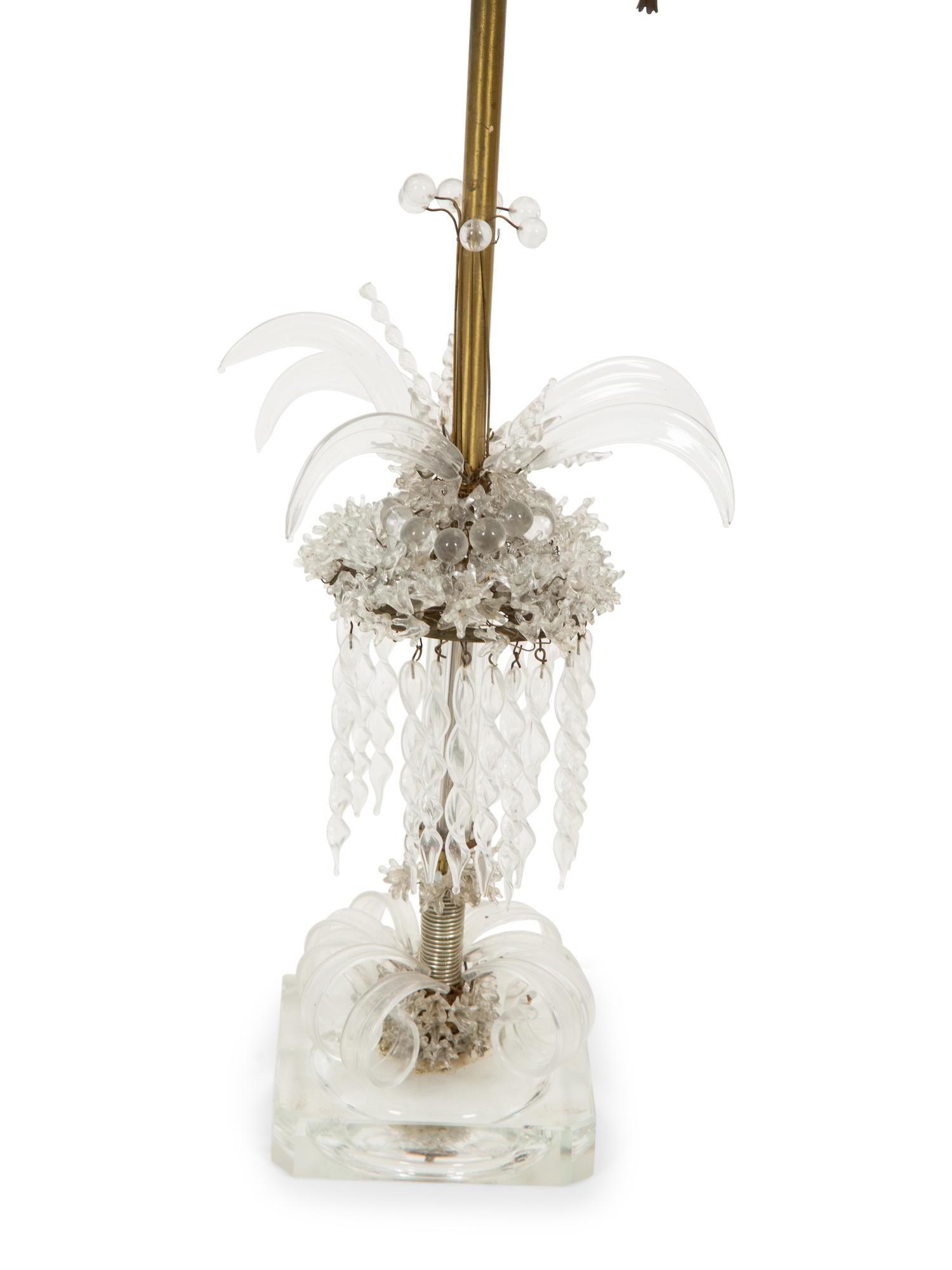A Pair of Venetian Style Table Lamps with Blown Glass Prisms