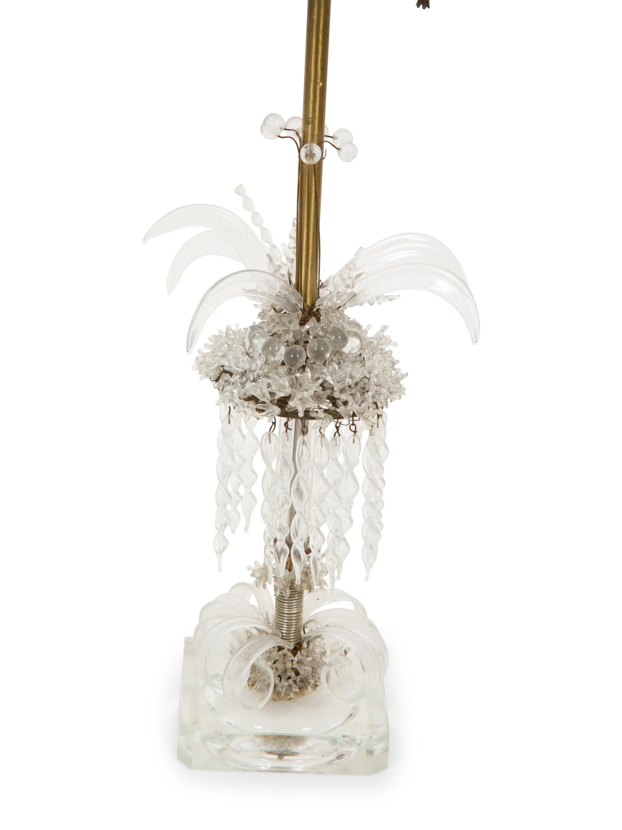 A Pair of Venetian Style Table Lamps with Blown Glass Prisms