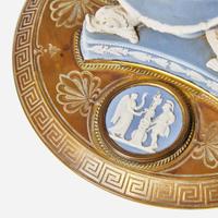 A Wedgwood Blue Dip Jasperware and Brass Victorian Inkstand UK, late 19th century