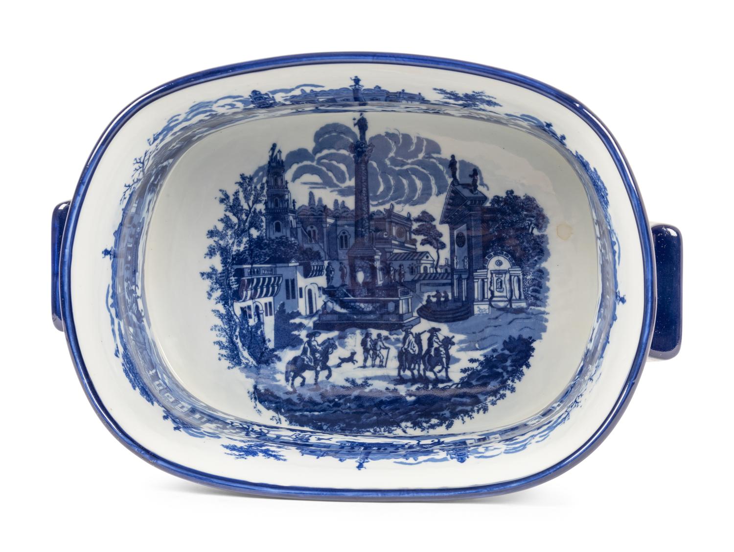 An English Transfer-Decorated Stoneware Basin