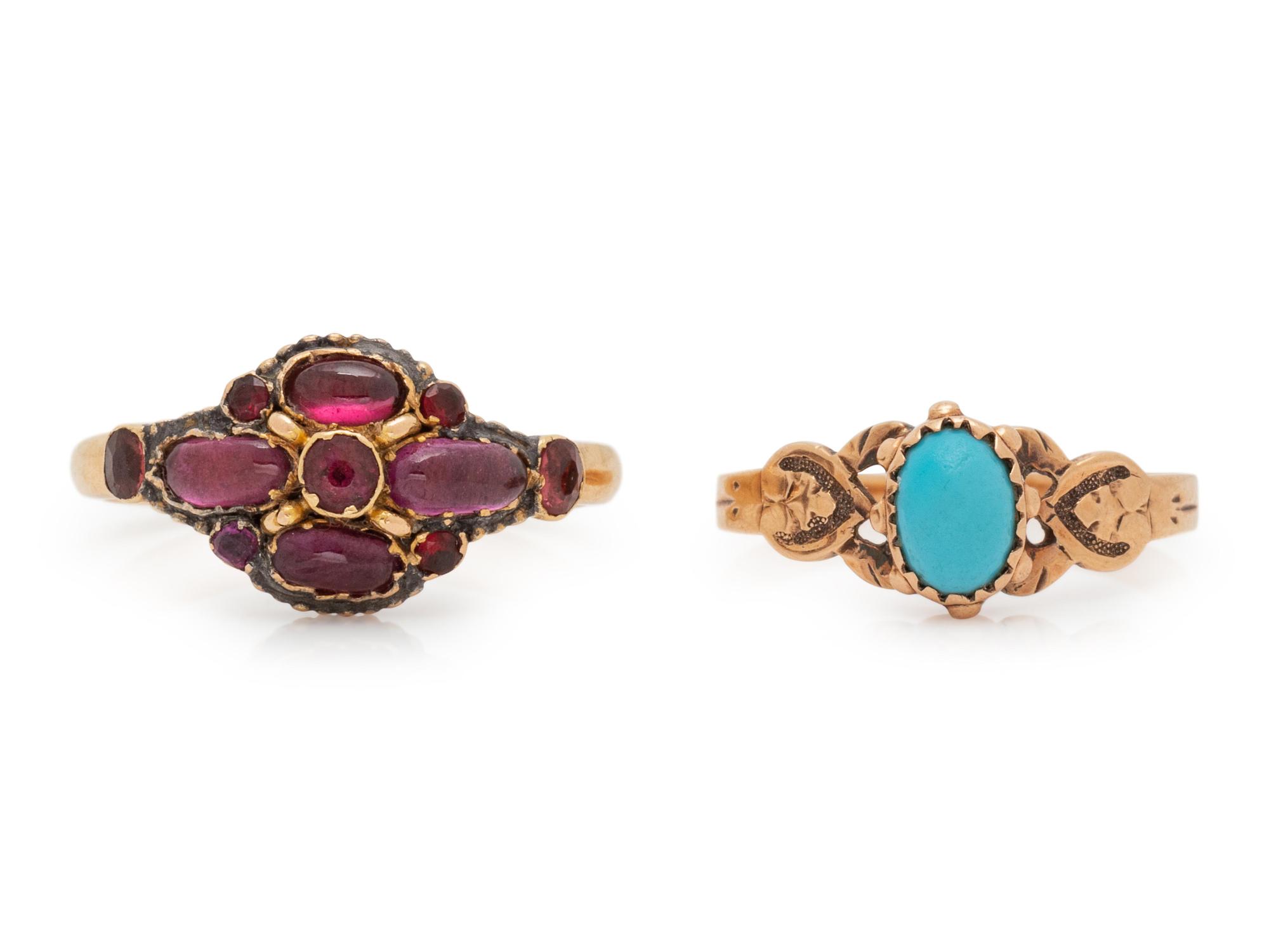 A Collection of Victorian Gold and Gemstone Rings,