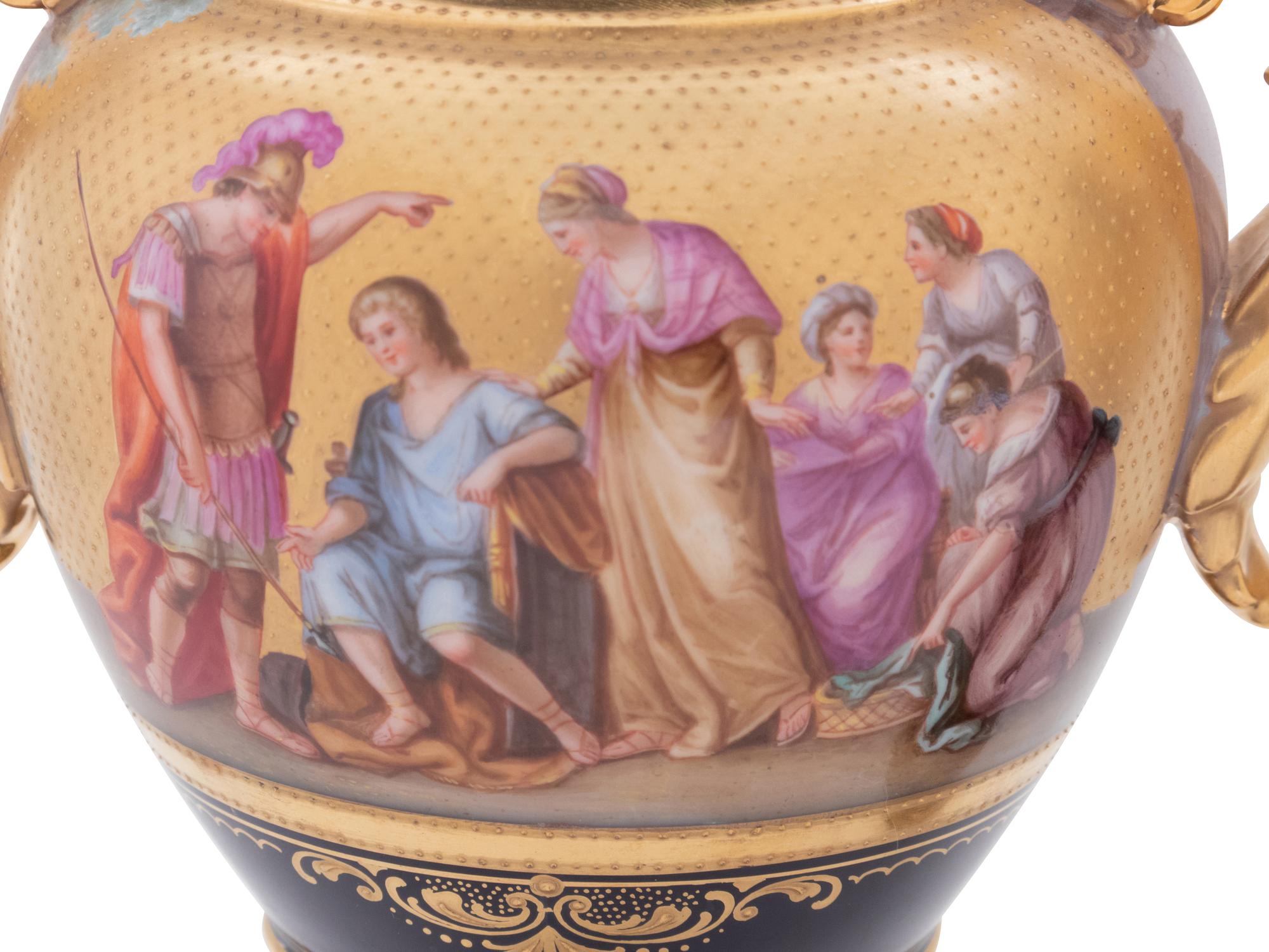 A Pair of Vienna Style Porcelain Urns