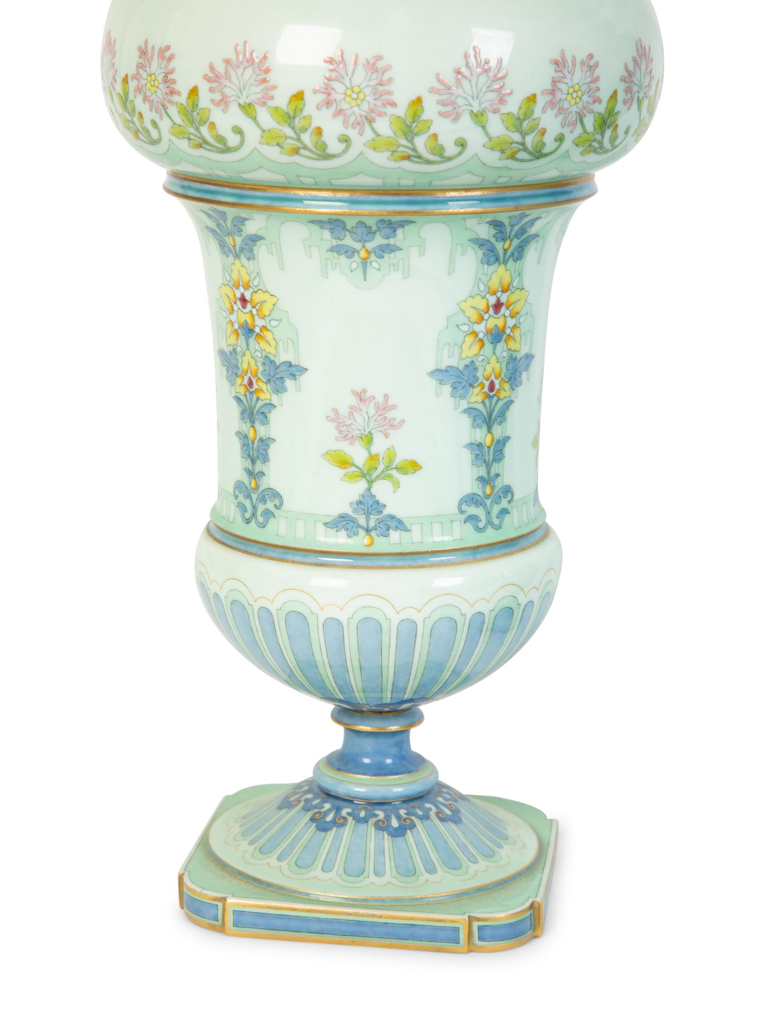 A Pair of Sevres Hard Paste Porcelain Lidded Vases in the Art Nouveau Taste — CIRCA 1893