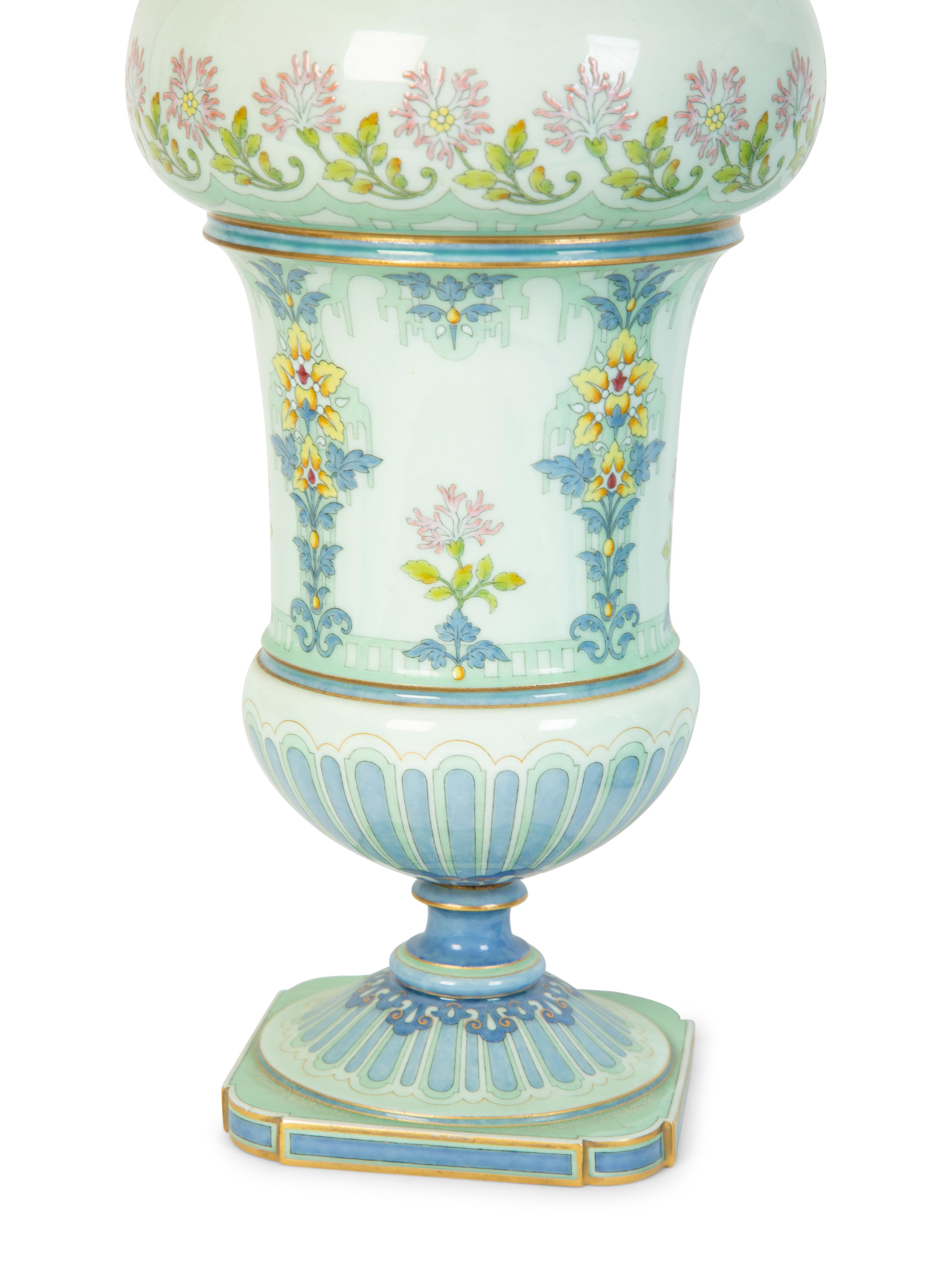 A Pair of Sevres Hard Paste Porcelain Lidded Vases in the Art Nouveau Taste — CIRCA 1893
