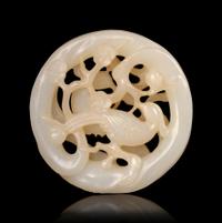 A Carved White Jade Pendant