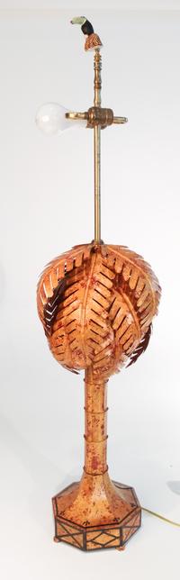 A Painted Metal Palm Tree-Form Table Lamp