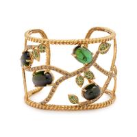 GREEN TOURMALINE, COLORED DIAMOND AND TSAVORITE CUFF BRACELET