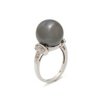 CULTURED TAHITIAN PEARL AND DIAMOND RING