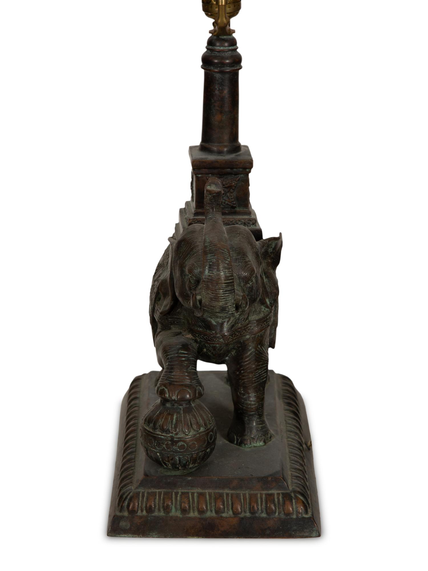A Set of Three Maitland Smith Cast Metal Elephant-Form Table Lamps