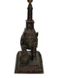 A Set of Three Maitland Smith Cast Metal Elephant-Form Table Lamps