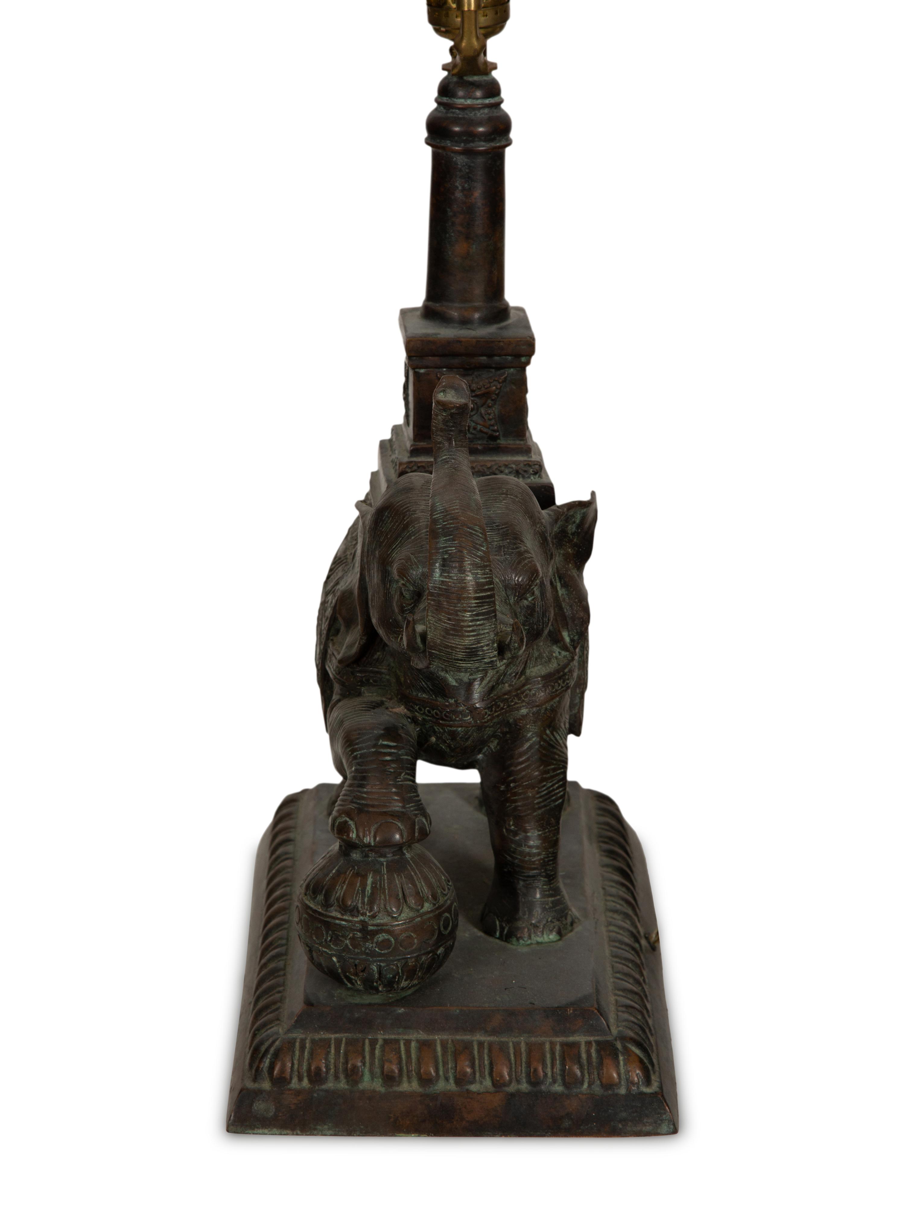 A Set of Three Maitland Smith Cast Metal Elephant-Form Table Lamps