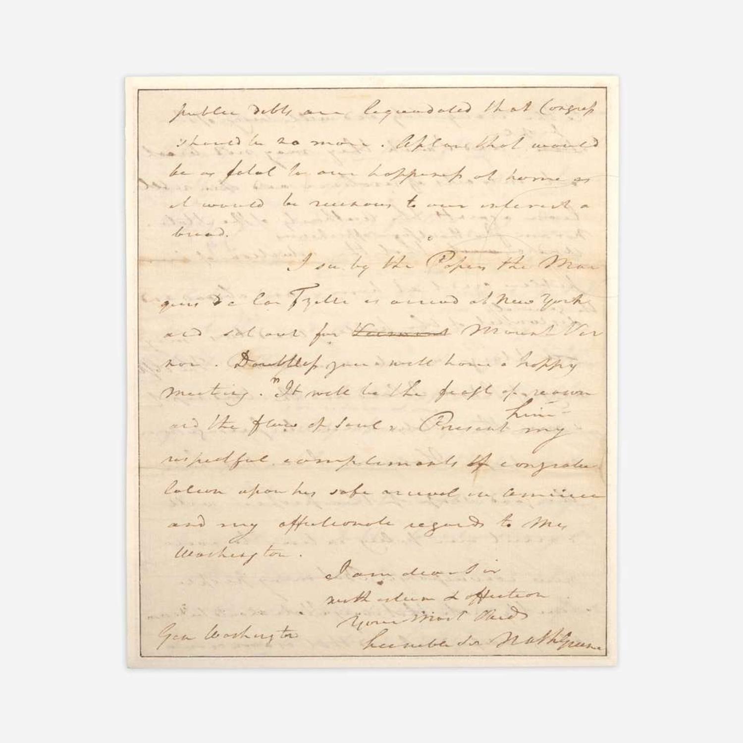 [Washington, George] Greene, Nathanael Autograph Draft Letter, signed