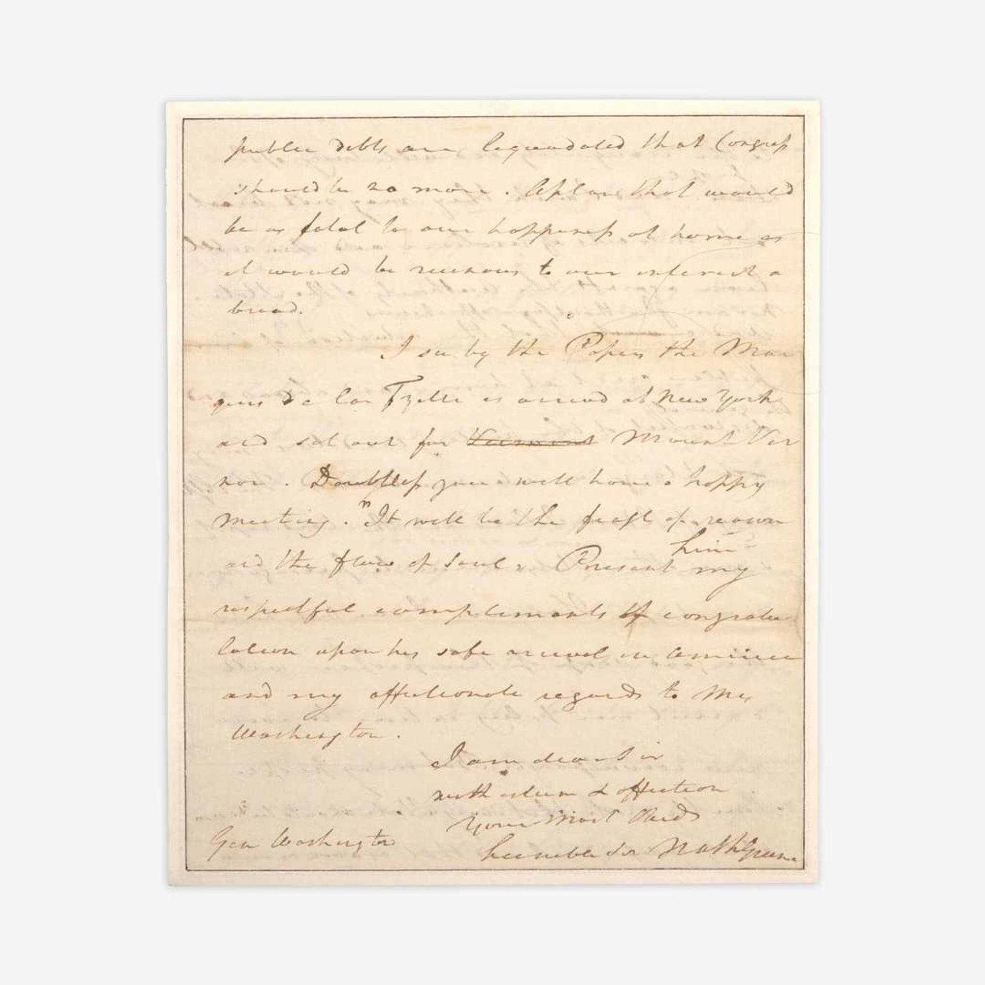 [Washington, George] Greene, Nathanael Autograph Draft Letter, signed