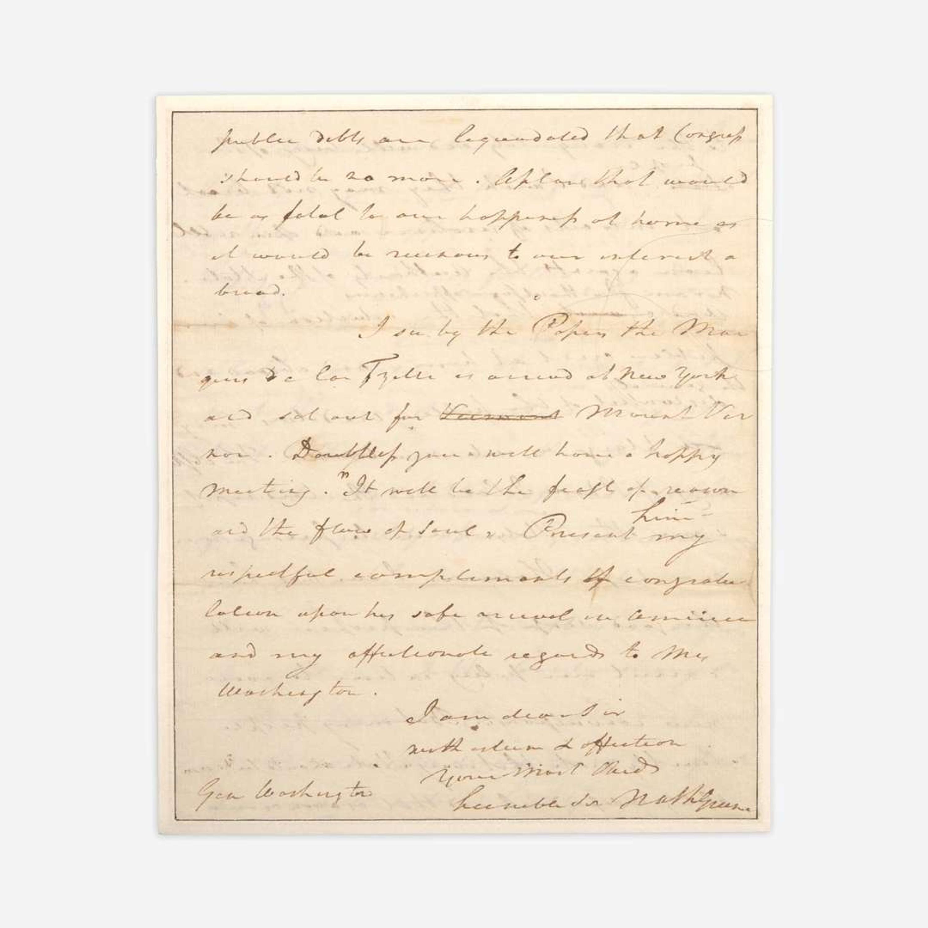 [Washington, George] Greene, Nathanael Autograph Draft Letter, signed