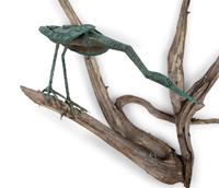 A Copper and Driftwood Wall Sculpture with Two Herons