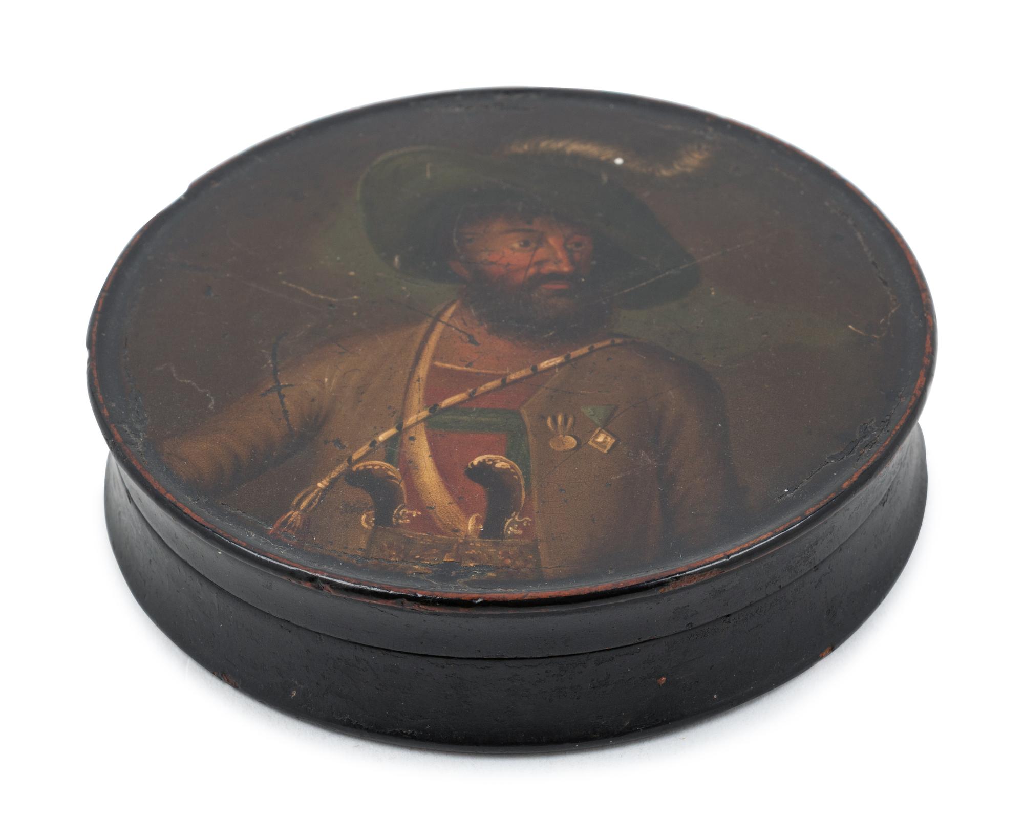 A Painted Treen Snuff Box