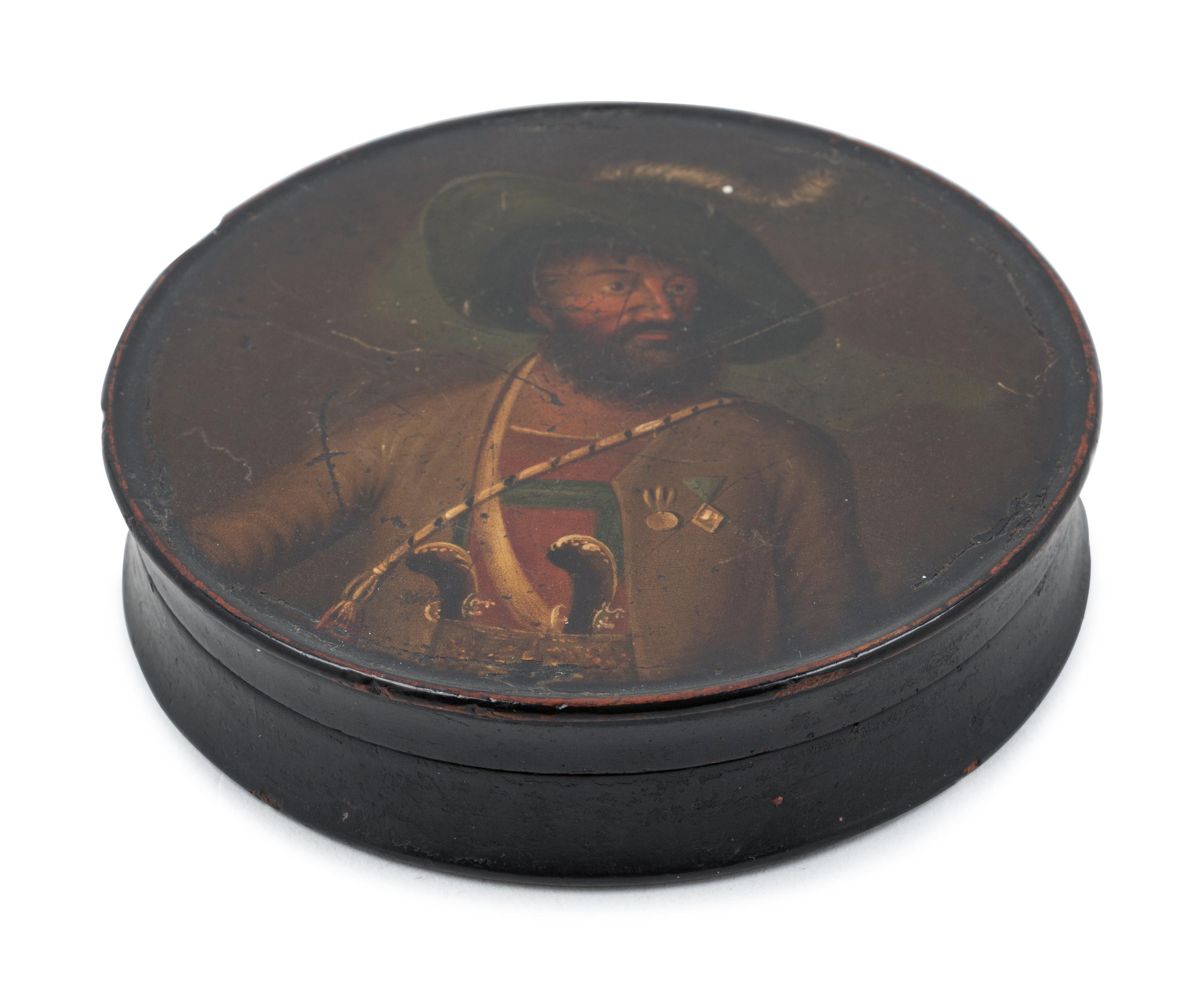 A Painted Treen Snuff Box
